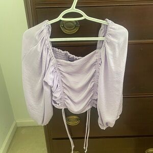 Lavender Ruched Puff Sleeve Top